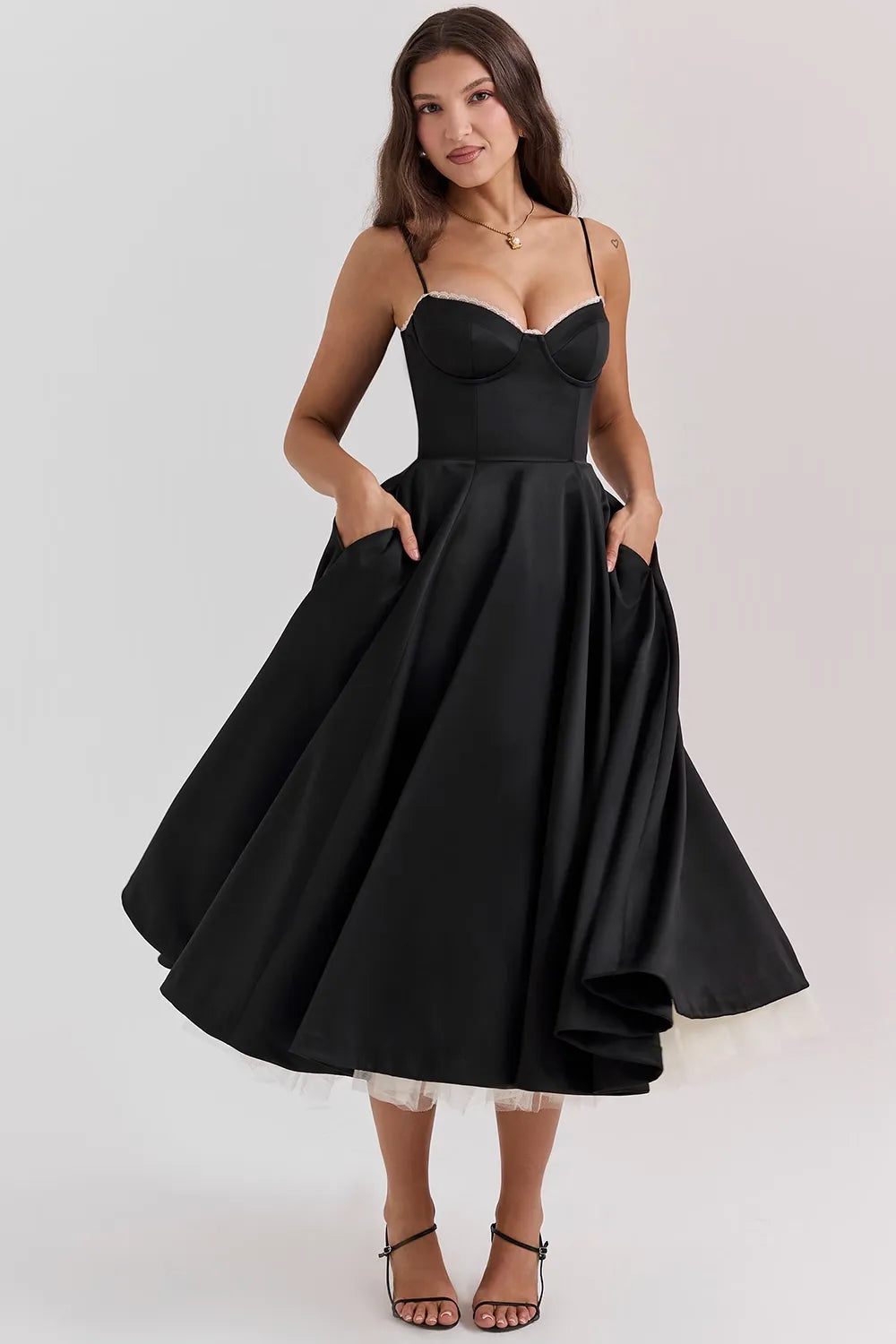ISOLDE MIDI DRESS - BLACK