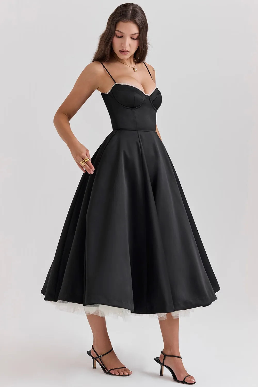 ISOLDE MIDI DRESS - BLACK