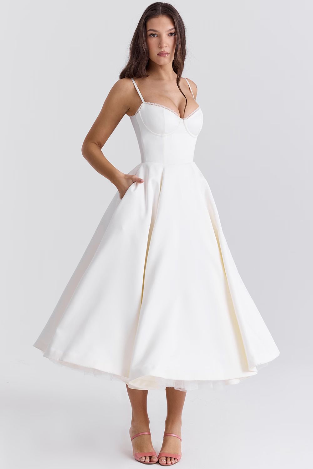 ISOLDE MIDI DRESS - WHITE