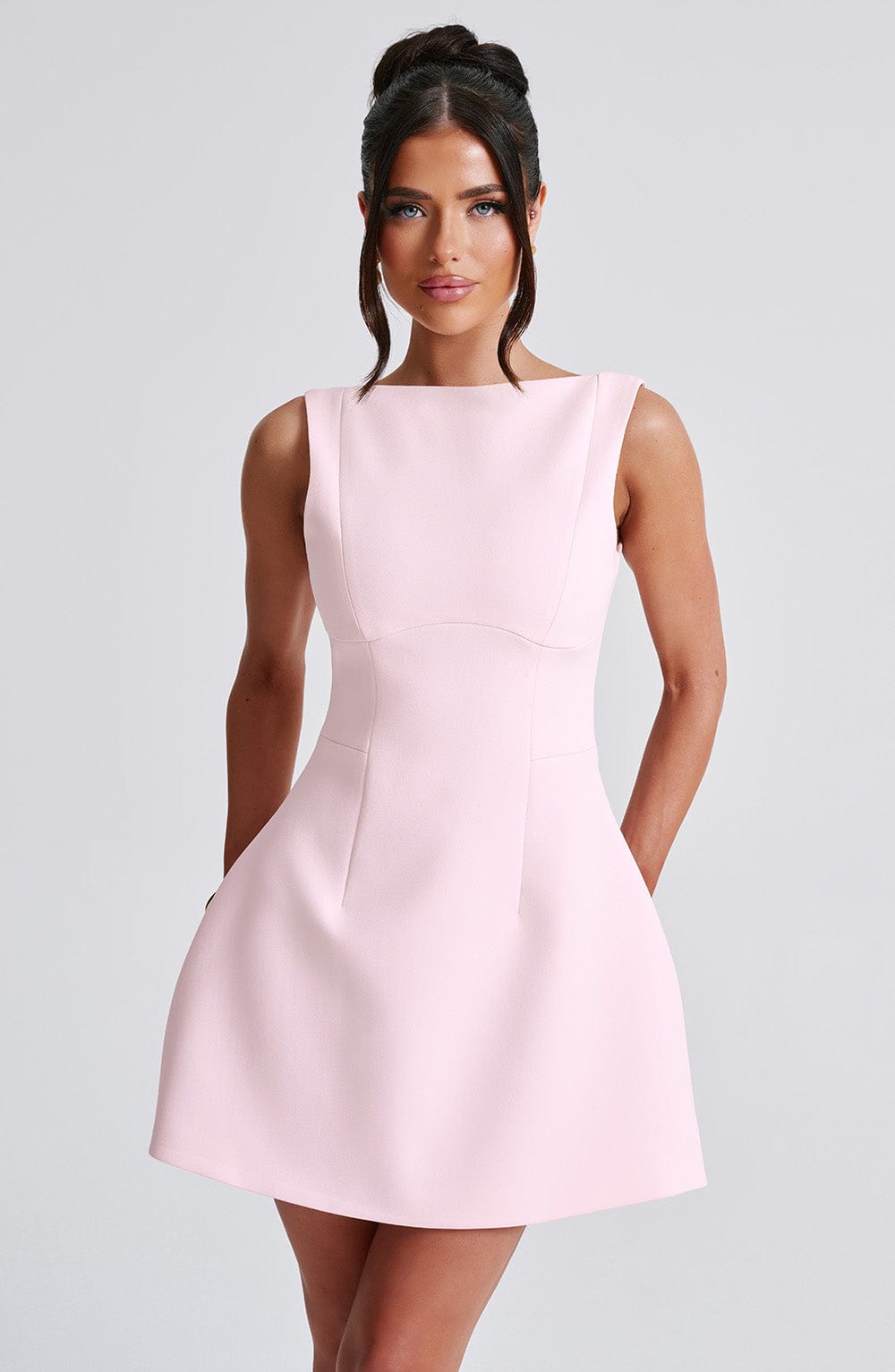 NOIR BACKLESS MINI DRESS - BLUSH