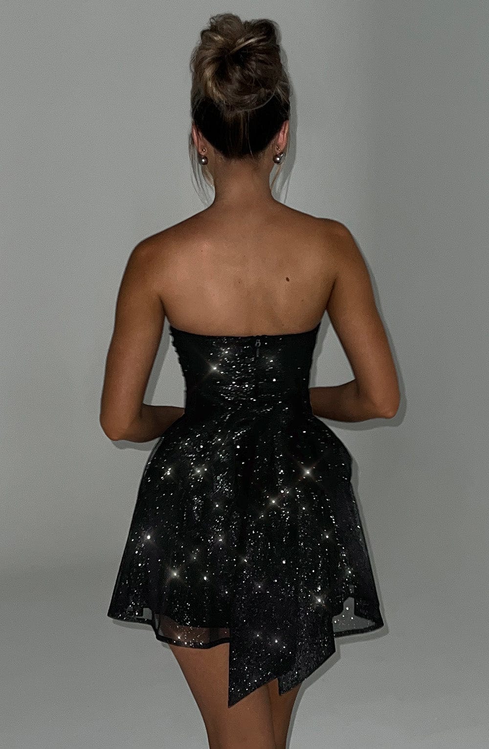 NATASHA MINI DRESS - BLACK SPARK (Same Size)
