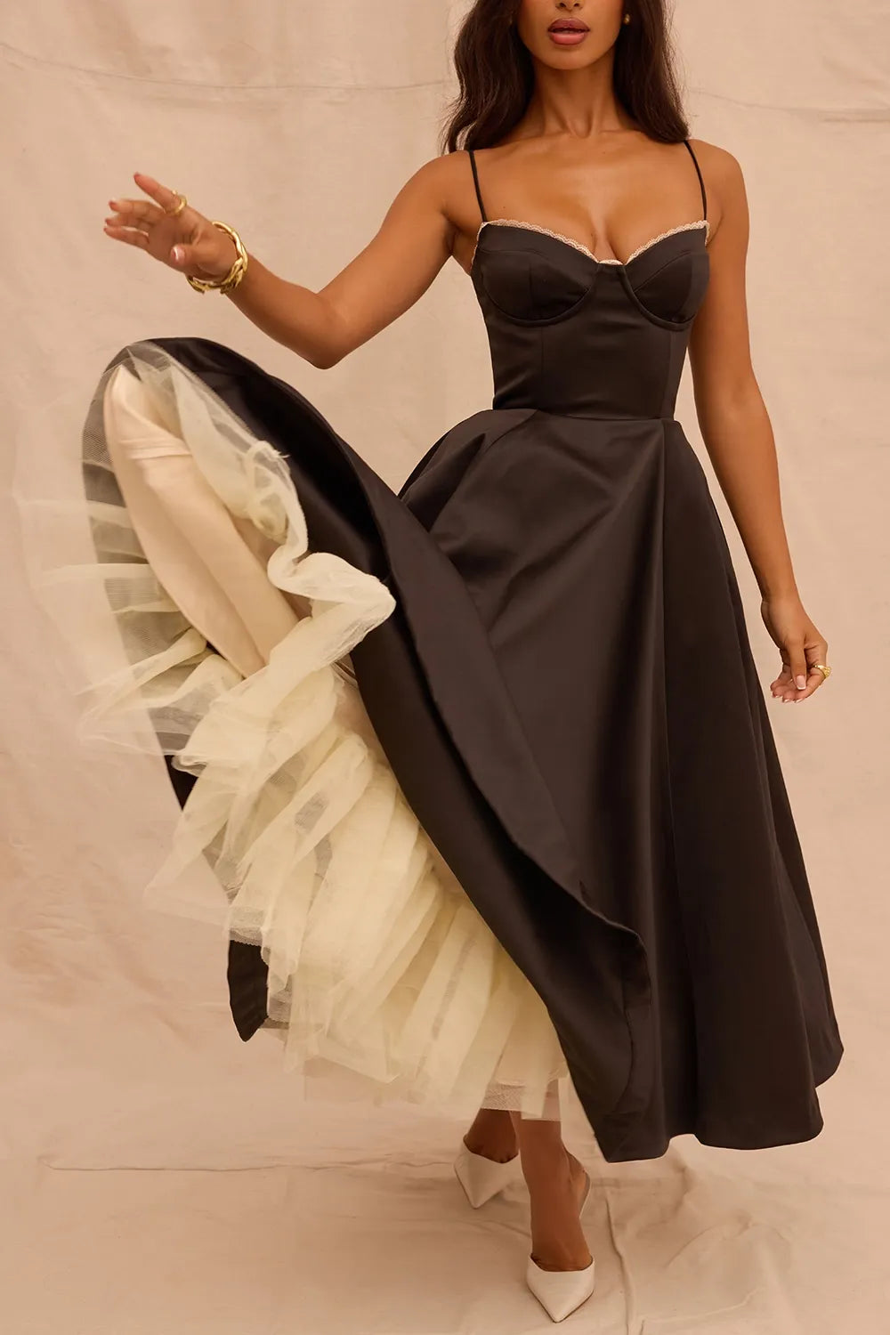 ISOLDE MIDI DRESS - BLACK