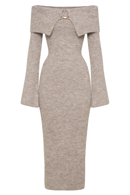Talia Off-Shoulder Knit Dre - Beige