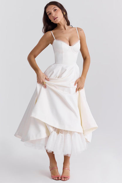 ISOLDE MIDI DRESS - WHITE