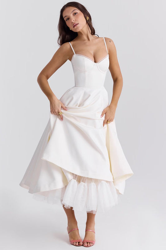 ISOLDE MIDI DRESS - WHITE