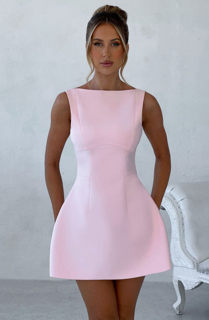 NOIR BACKLESS MINI DRESS - BLUSH