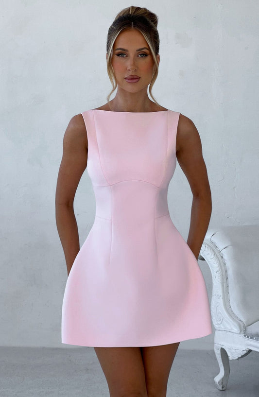 NOIR BACKLESS MINI DRESS - BLUSH