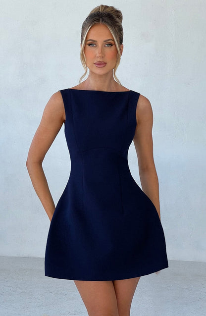 NOIR BACKLESS MINI DRESS - NAVY