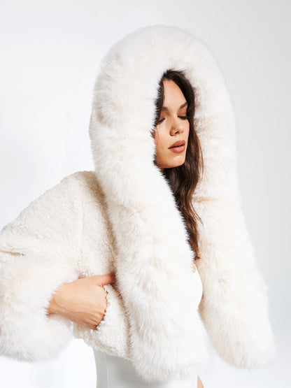 NINA FAUX FUR COAT - WHITE