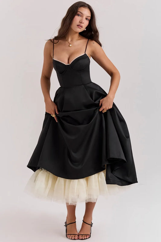 ISOLDE MIDI DRESS - BLACK