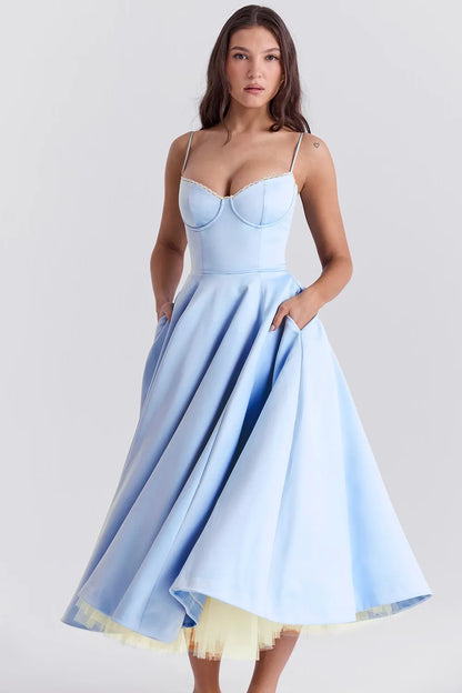 ISOLDE MIDI DRESS - BLUE