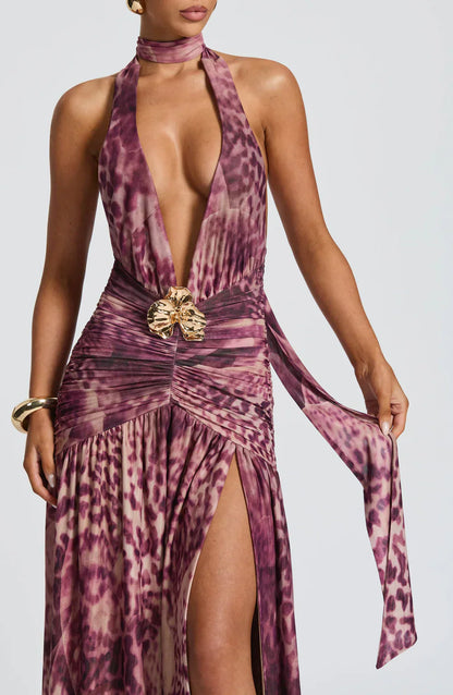 Melania Maxi Dress – Magenta Orchid Print